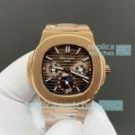 Swiss Cal.240 Replica Patek Philippe Nautilus 5740 Chocolate Dial Rose Gold Watch 